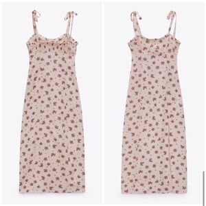 Zara Floral Linen Blend Maxi Dress with Slit